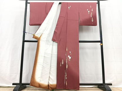 平和屋着物■訪問着　草花文　暈し染め　金銀彩　正絹　逸品　BAAX3747yc