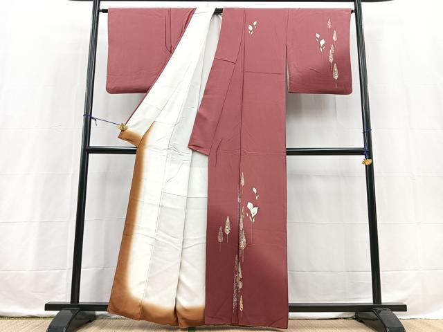 平和屋着物■訪問着　草花文　暈し染め　金銀彩　正絹　逸品　BAAX3747yc