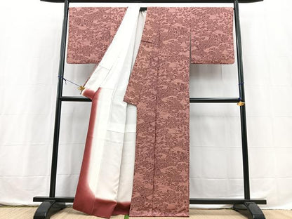 平和屋着物■上質な小紋　型絵染　水車花文　正絹　逸品　BAAX3748yc