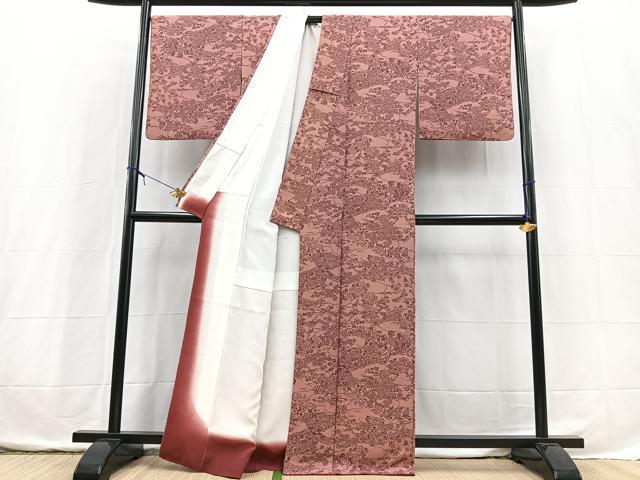 平和屋着物■上質な小紋　型絵染　水車花文　正絹　逸品　BAAX3748yc
