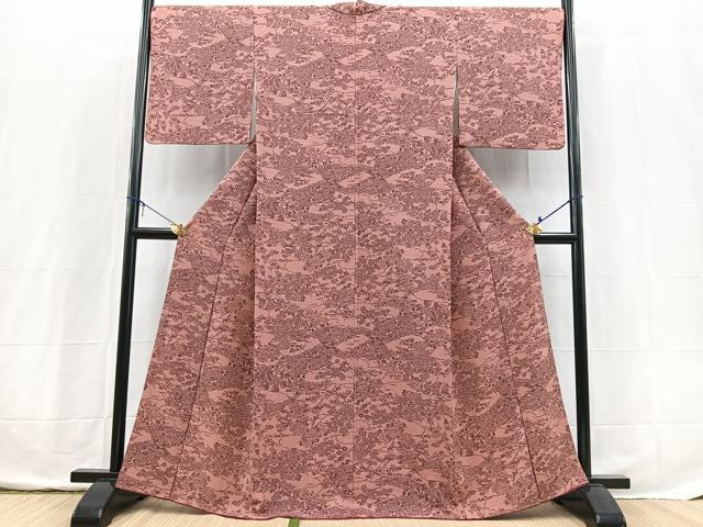 平和屋着物■上質な小紋　型絵染　水車花文　正絹　逸品　BAAX3748yc