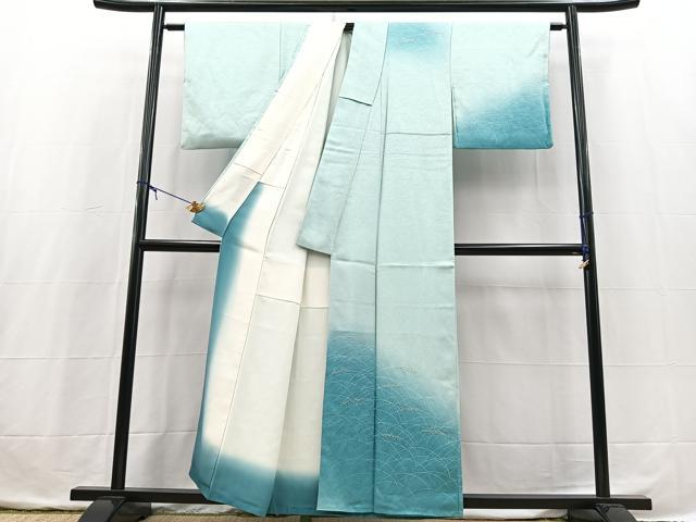 平和屋着物■訪問着　刺繍　稲穂文　暈し染め　正絹　逸品　BAAX3750yc