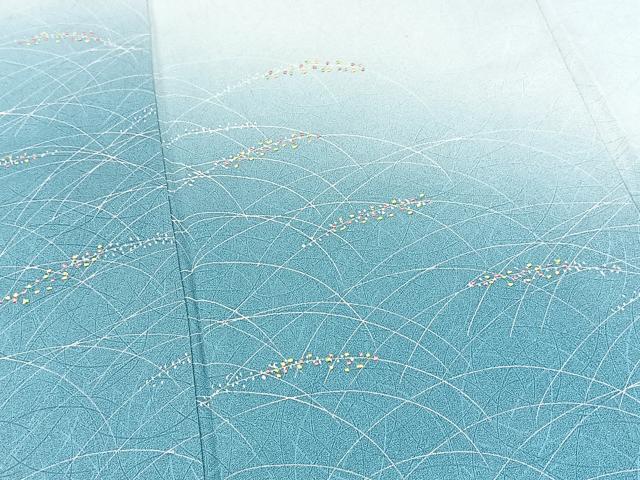 平和屋着物■訪問着　刺繍　稲穂文　暈し染め　正絹　逸品　BAAX3750yc