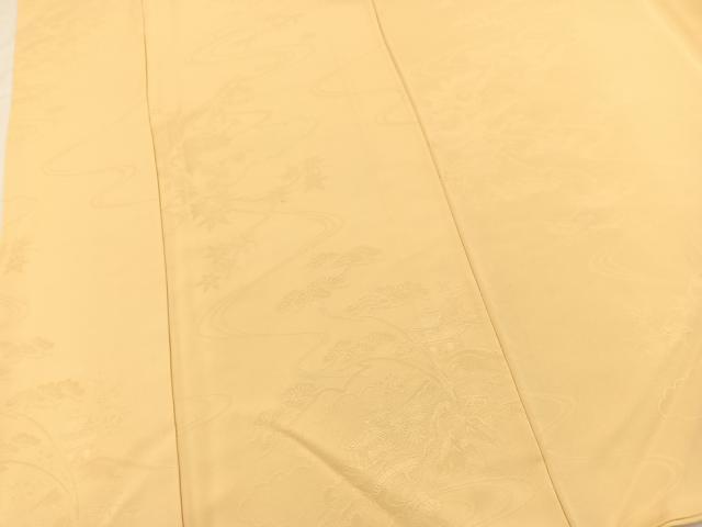 平和屋着物■上質な色無地　流水風景地紋　蜂蜜色　正絹　逸品　BAAX3753yc
