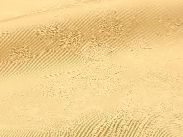 平和屋着物■上質な色無地　流水風景地紋　蜂蜜色　正絹　逸品　BAAX3753yc