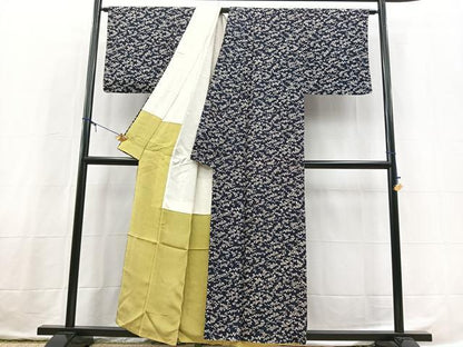 平和屋着物■上質な小紋　型染め　草花文　正絹　逸品　BAAX3760yc