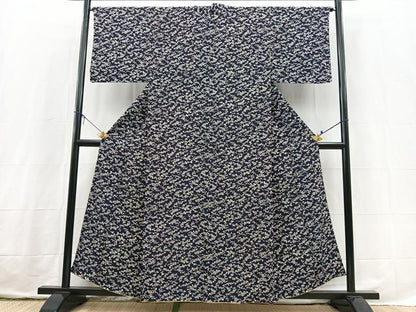 平和屋着物■上質な小紋　型染め　草花文　正絹　逸品　BAAX3760yc