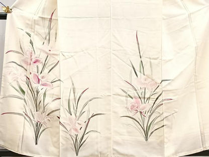 平和屋着物■訪問着　手描き　杜若文　金彩」　正絹　逸品　BAAX3761yc