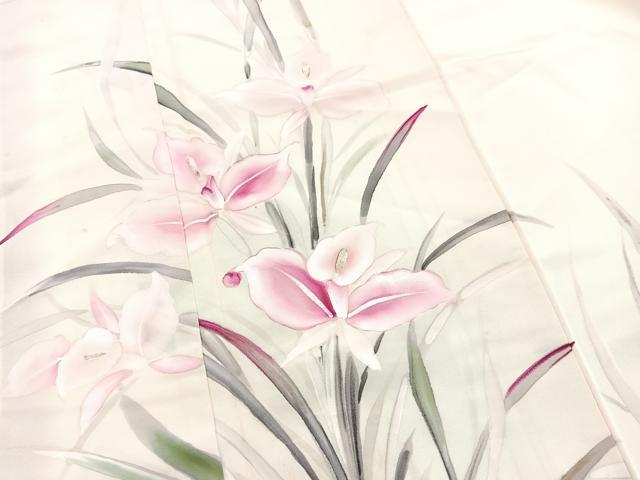 平和屋着物■訪問着　手描き　杜若文　金彩」　正絹　逸品　BAAX3761yc