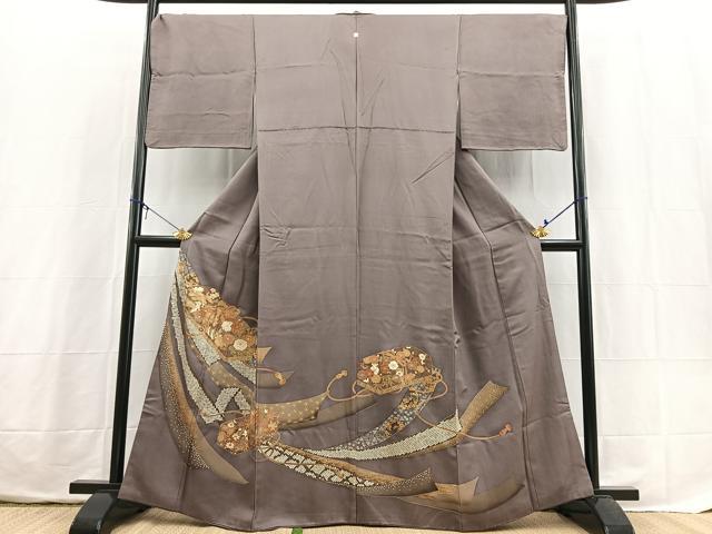 平和屋着物■豪華色留袖　文箱花文　金彩　正絹　逸品　BAAX3764yc