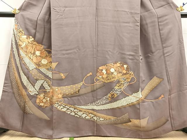平和屋着物■豪華色留袖　文箱花文　金彩　正絹　逸品　BAAX3764yc