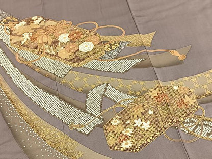 平和屋着物■豪華色留袖　文箱花文　金彩　正絹　逸品　BAAX3764yc