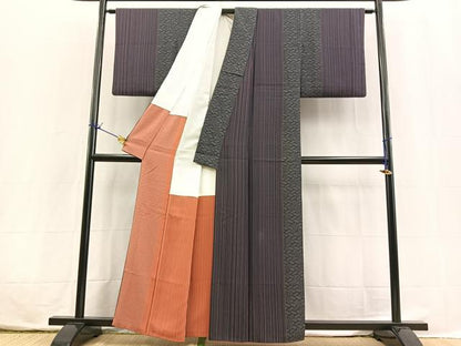 平和屋着物■上質な小紋　花間道　正絹　逸品　BAAX3774yc