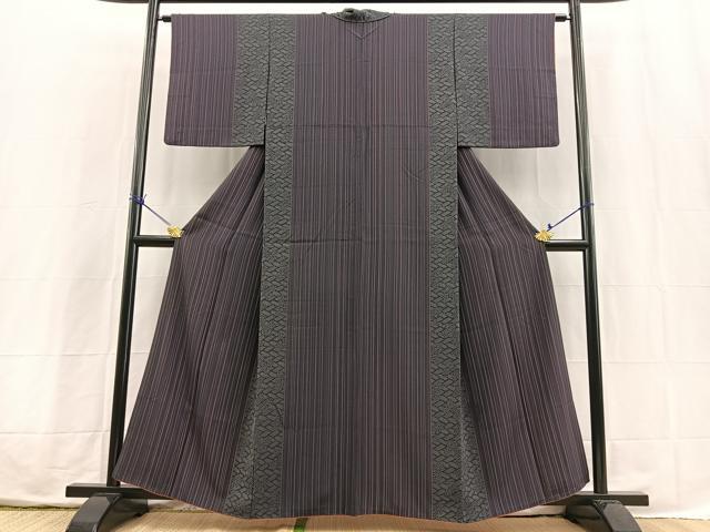 平和屋着物■上質な小紋　花間道　正絹　逸品　BAAX3774yc
