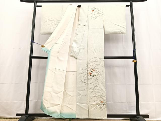 平和屋着物■訪問着　総刺繍　草花文　金彩　正絹　逸品　BAAX3775yc