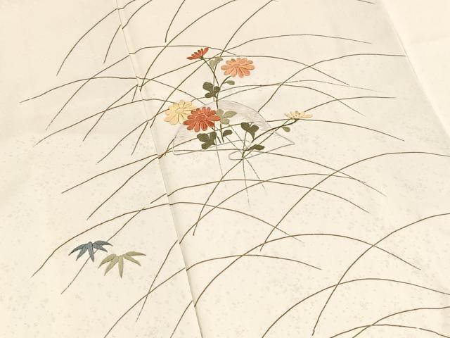 平和屋着物■訪問着　総刺繍　草花文　金彩　正絹　逸品　BAAX3775yc