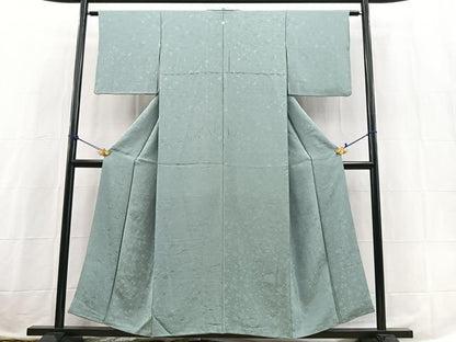平和屋着物■上質な色無地　舞花地紋　湊鼠色　正絹　逸品　BAAX3777yc