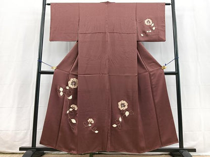 平和屋着物■中国三大刺繍　相良刺繍　訪問着　総刺繍　椿文　正絹　逸品　BAAX3778yc