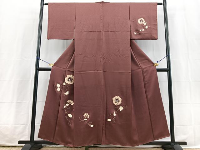 平和屋着物■中国三大刺繍　相良刺繍　訪問着　総刺繍　椿文　正絹　逸品　BAAX3778yc