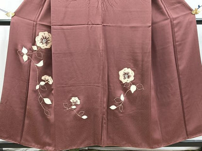 平和屋着物■中国三大刺繍　相良刺繍　訪問着　総刺繍　椿文　正絹　逸品　BAAX3778yc