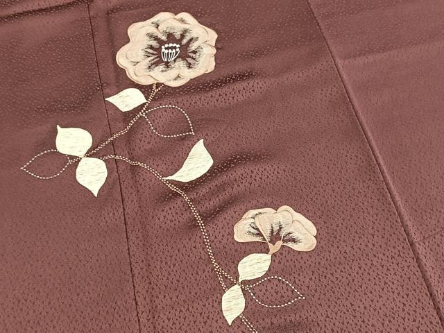 平和屋着物■中国三大刺繍　相良刺繍　訪問着　総刺繍　椿文　正絹　逸品　BAAX3778yc