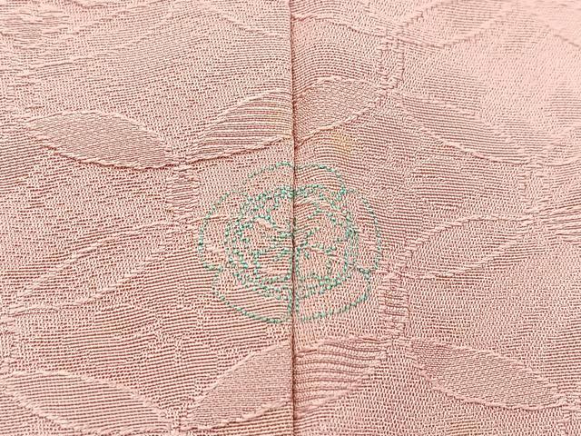 平和屋着物■上質な色無地　七宝花菱地紋　退紅色　正絹　逸品　BAAX3788yc