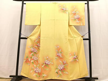 平和屋着物■訪問着　手描き　草花文　暈し染め　正絹　逸品　BAAX3789yc