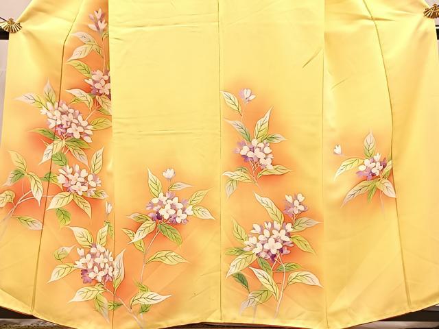 平和屋着物■訪問着　手描き　草花文　暈し染め　正絹　逸品　BAAX3789yc