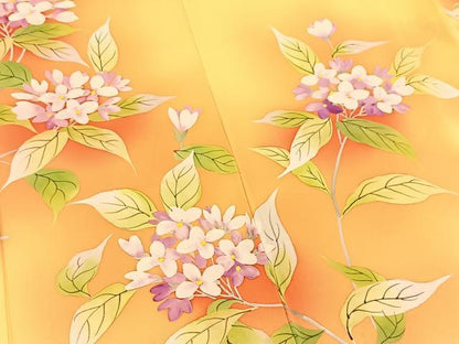 平和屋着物■訪問着　手描き　草花文　暈し染め　正絹　逸品　BAAX3789yc