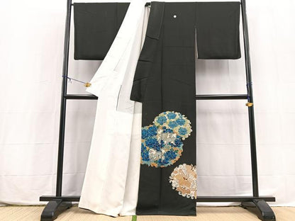 平和屋着物■豪華黒留袖　駒刺繍　唐獅子　金彩　正絹　逸品　BAAX3799yc