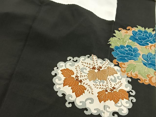 平和屋着物■豪華黒留袖　駒刺繍　唐獅子　金彩　正絹　逸品　BAAX3799yc