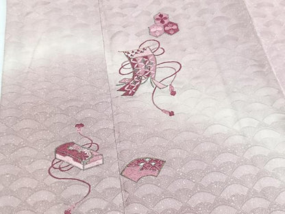 平和屋着物■訪問着　総刺繍　駒刺繍　吉祥花文　暈し染め　金銀糸　正絹　逸品　BAAX3804yc
