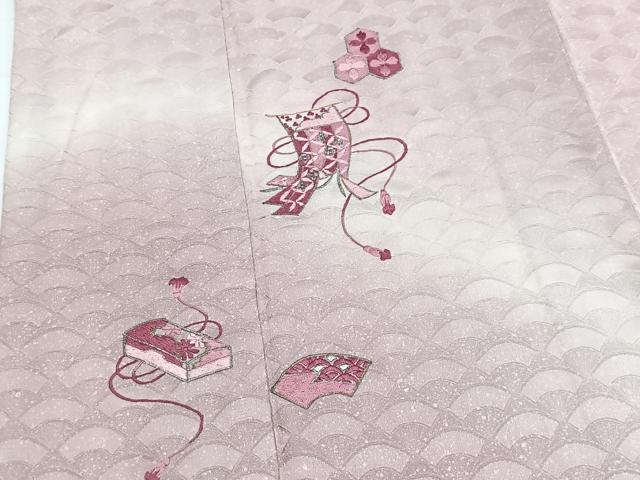 平和屋着物■訪問着　総刺繍　駒刺繍　吉祥花文　暈し染め　金銀糸　正絹　逸品　BAAX3804yc