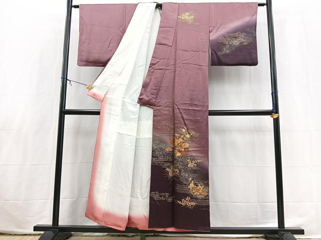 平和屋着物■訪問着　地紙草花文　暈し染め　金彩　正絹　逸品　BAAX3805yc