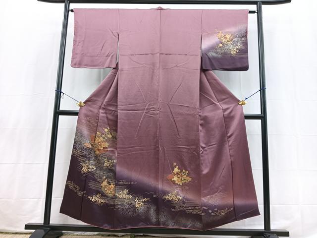 平和屋着物■訪問着　地紙草花文　暈し染め　金彩　正絹　逸品　BAAX3805yc