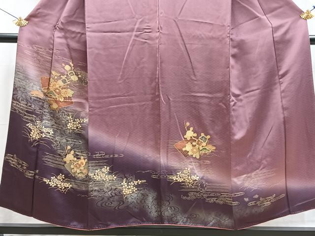 平和屋着物■訪問着　地紙草花文　暈し染め　金彩　正絹　逸品　BAAX3805yc