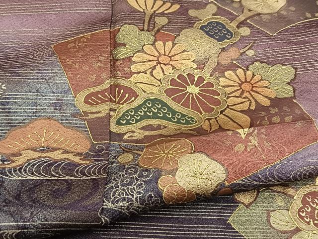 平和屋着物■訪問着　地紙草花文　暈し染め　金彩　正絹　逸品　BAAX3805yc