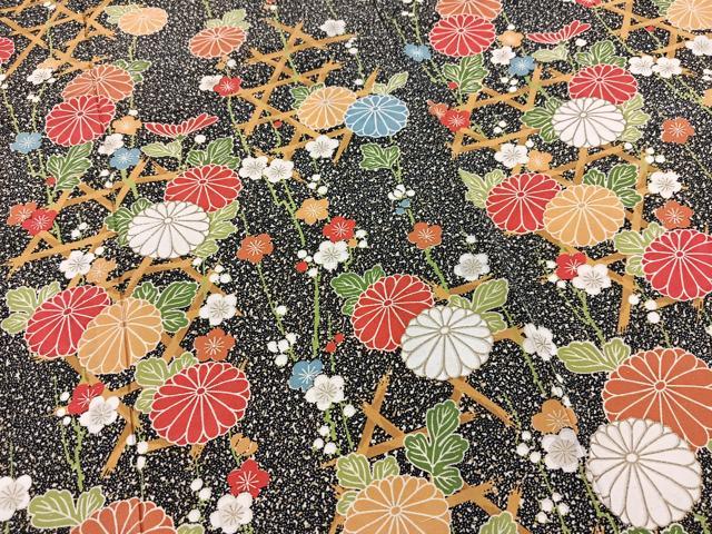 平和屋着物■訪問着　型染め　籠目花文　黒地　金銀彩　正絹　逸品　BAAX3806yc