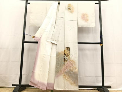 平和屋着物■訪問着　熨斗花文　暈し染め　金彩　正絹　逸品　BAAX3808yc