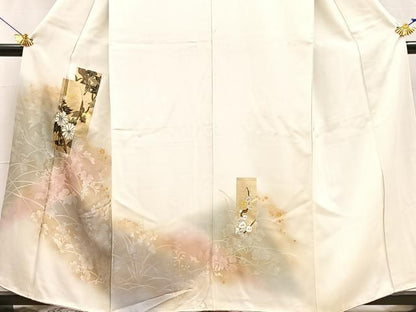 平和屋着物■訪問着　熨斗花文　暈し染め　金彩　正絹　逸品　BAAX3808yc