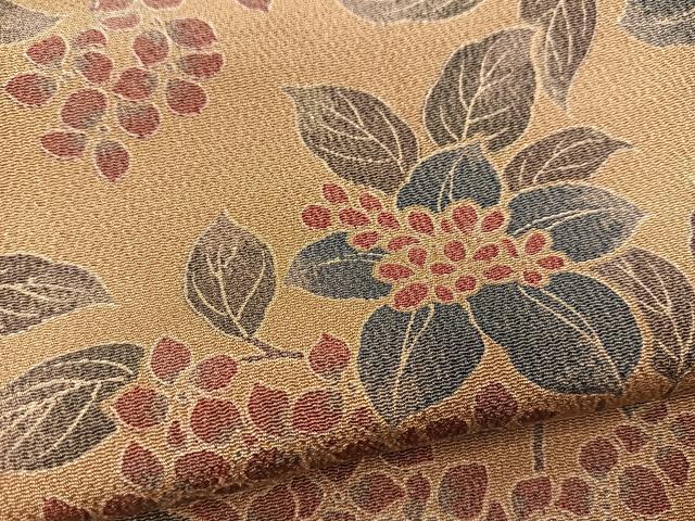平和屋着物■上質な小紋　枝花文　鬼しぼ縮緬　正絹　逸品　BAAX3809yc