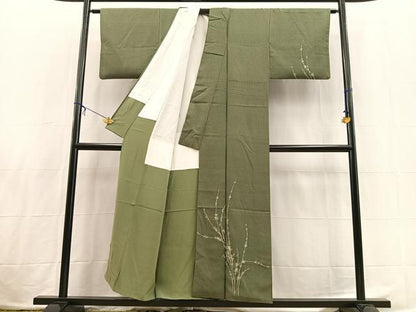平和屋着物■訪問着　草葉文　金彩　正絹　逸品　BAAX3811yc