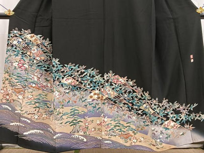 平和屋着物■豪華黒留袖　友禅　作家物　松竹梅　御所解文　正絹　逸品　BAAX3816yc