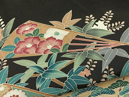 平和屋着物■豪華黒留袖　友禅　作家物　松竹梅　御所解文　正絹　逸品　BAAX3816yc