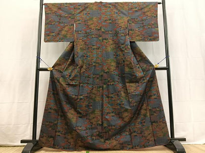 平和屋着物■本場大島紬　7マルキ　風景花文　正絹　逸品　未使用　BAAX3817yc
