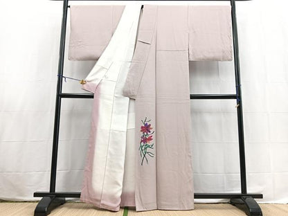 平和屋着物■色留訪問着　手描き　草花文　金彩　正絹　逸品　未使用　BAAX3818yc