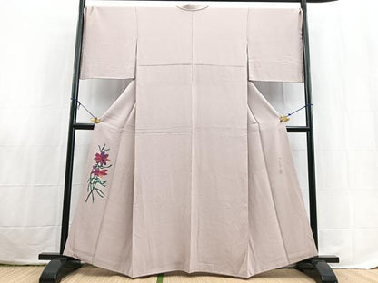 平和屋着物■色留訪問着　手描き　草花文　金彩　正絹　逸品　未使用　BAAX3818yc