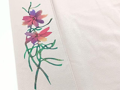 平和屋着物■色留訪問着　手描き　草花文　金彩　正絹　逸品　未使用　BAAX3818yc
