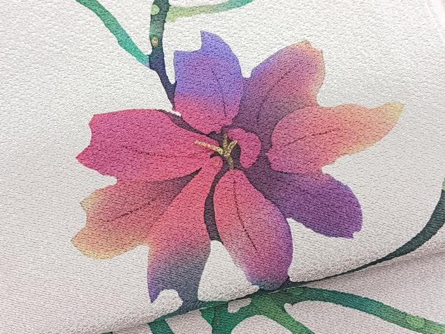 平和屋着物■色留訪問着　手描き　草花文　金彩　正絹　逸品　未使用　BAAX3818yc