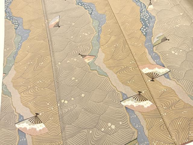 平和屋着物■上質な小紋　立波扇文　金銀彩　正絹　逸品　BAAX3820yc